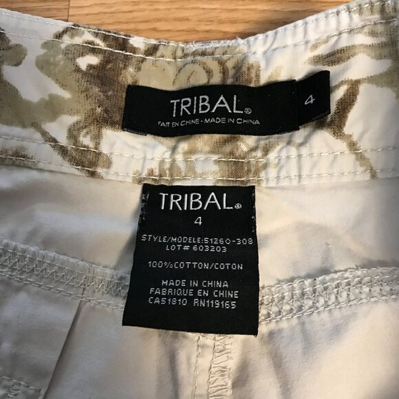 Tribal Womens Bermuda Cargo Shorts Sz 4 Beige  Cotton Lightweight Casual Summer - Picture 10 of 12